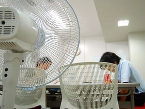 扇風機も一緒に頑張った